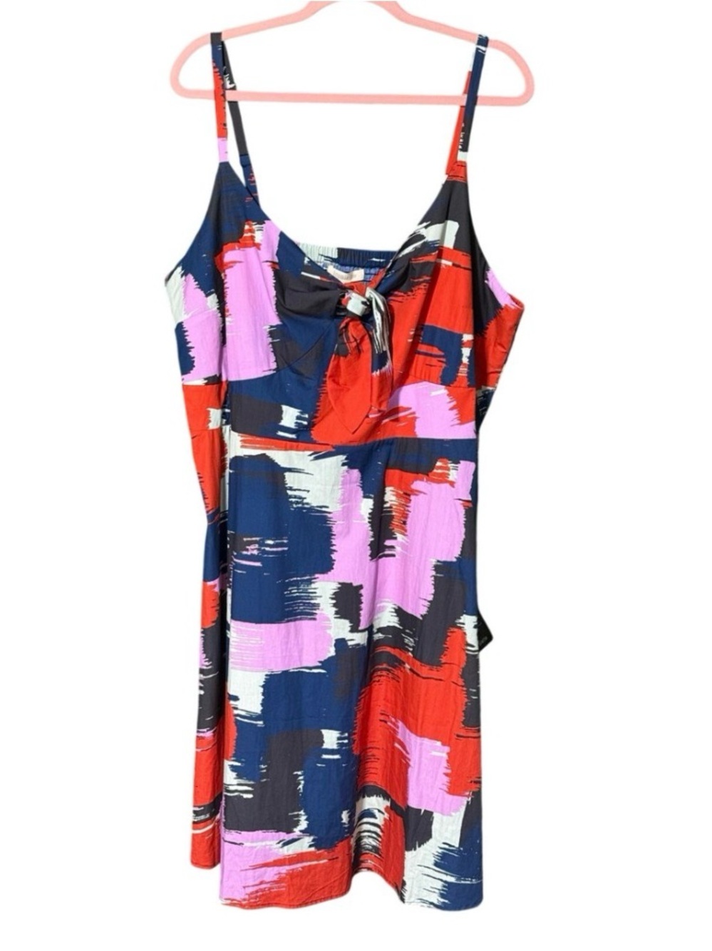 loralette Abstract Brushstroke Cotton Spaghetti Strap Mini Dress size 26